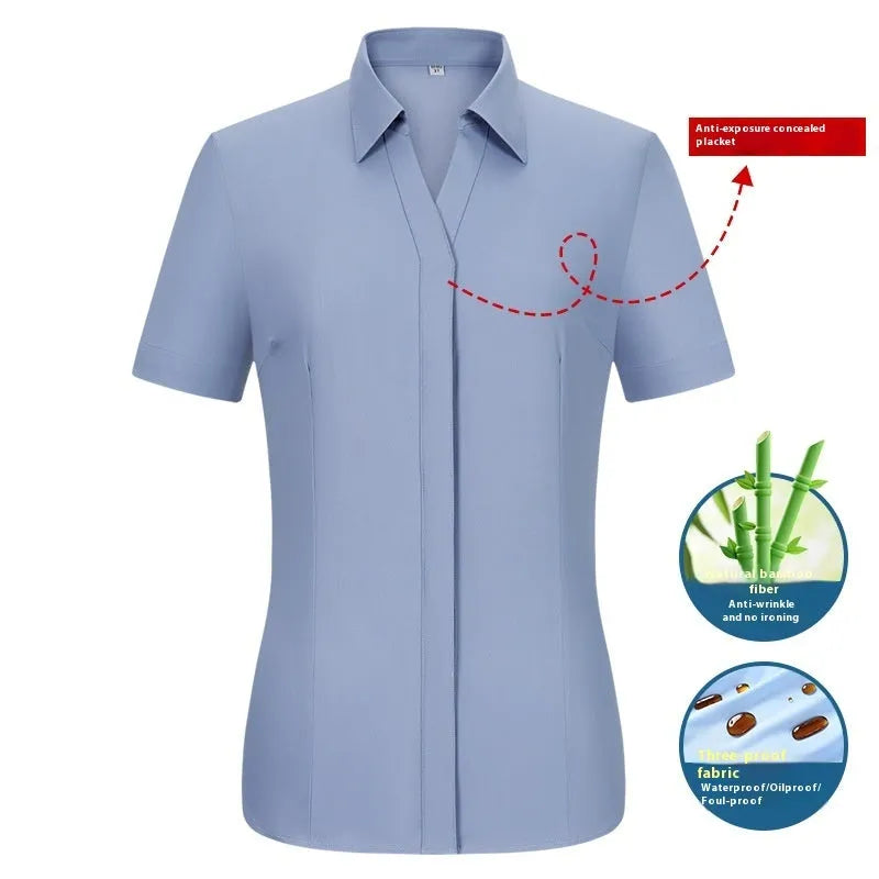 Men's slim fit waterproof bamboo business shirt with square collar in solid colour