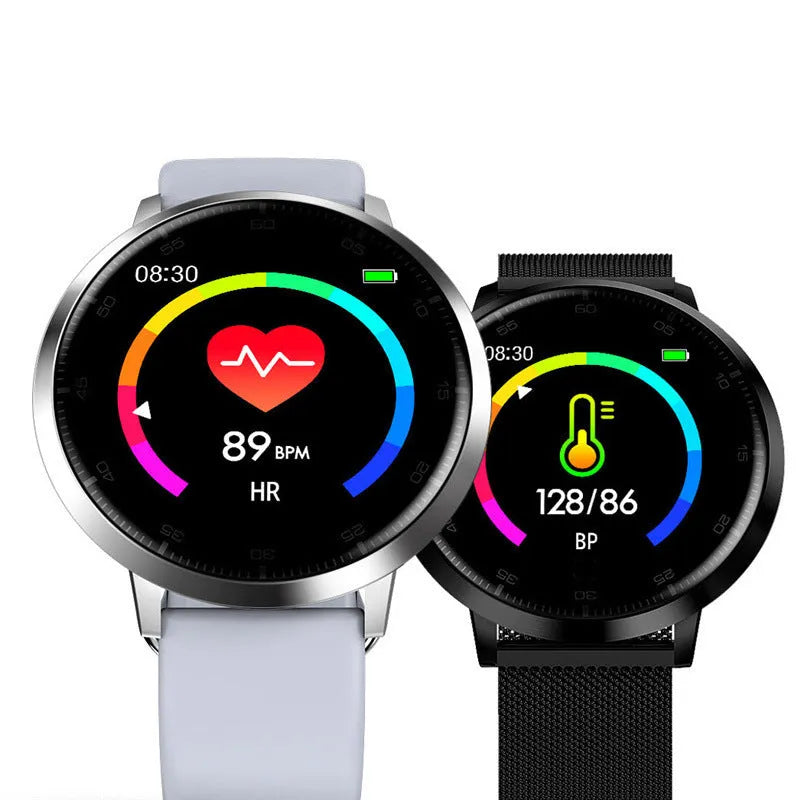 Ultra-thin waterproof smart health bracelet with 1.3-inch touchscreen display on silicone wristband