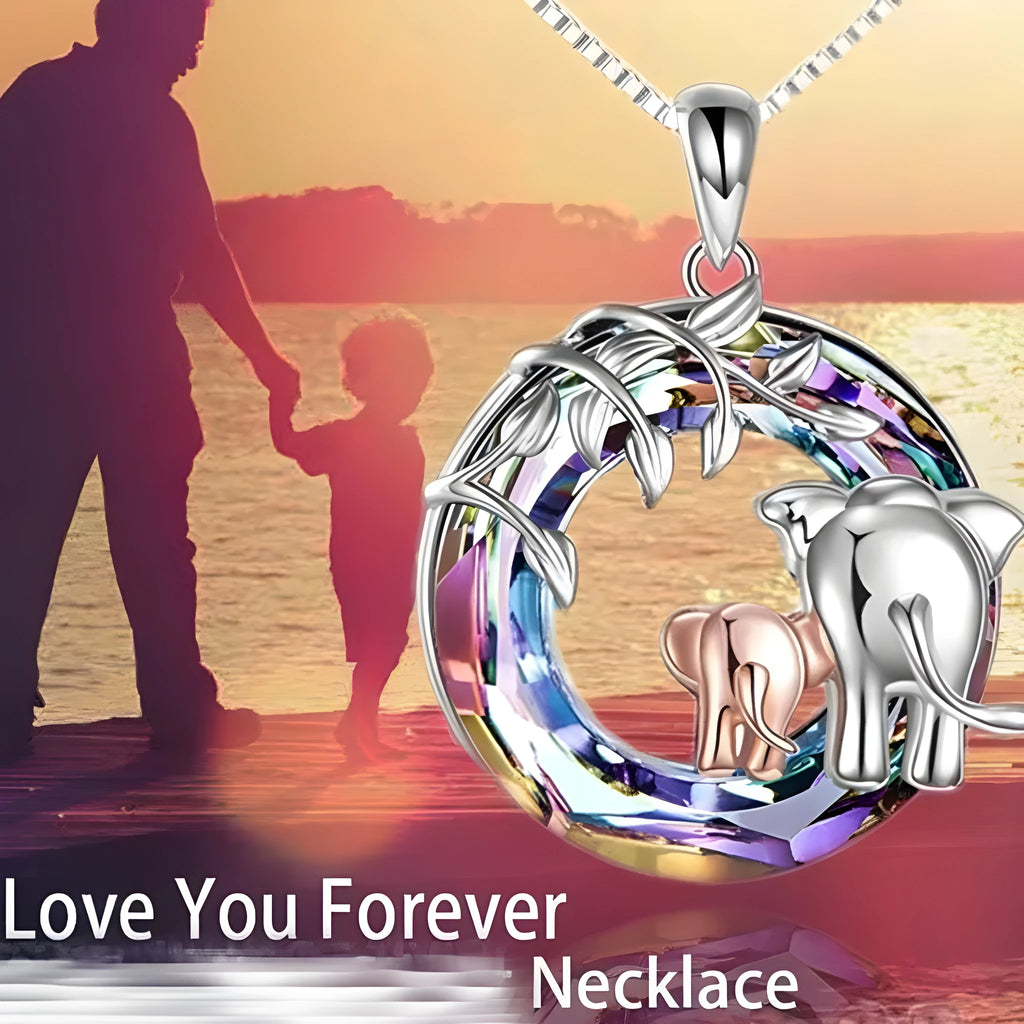 Animal-shaped pendant necklace with Saturn geometric design in platinum colour, adjustable chain 51cm to 80cm