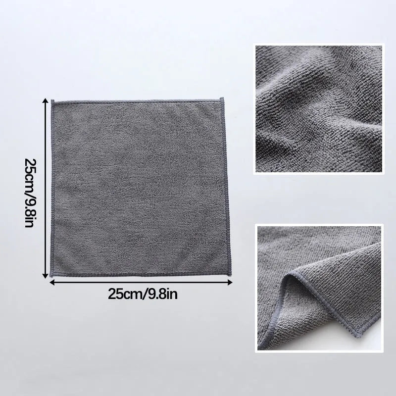 Grey 25cm by 25cm microfibre kitchen cleaning cloth for oil-resistant pot and bowl cleaning