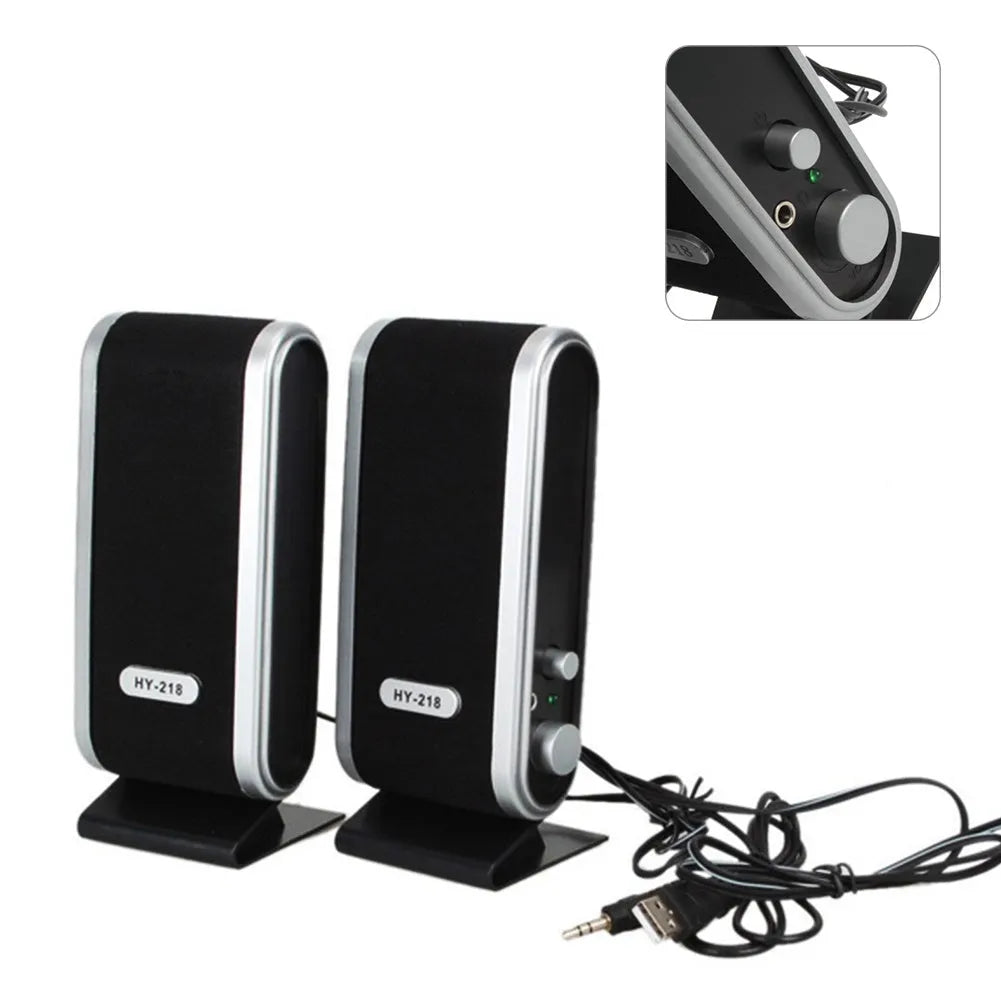 Notebook mini speaker in black colour with USB cable for portable desktop audio