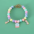 Resin adjustable pet collar with macaron charm in six designs including moon, meteor, rabbit, crystal ball, crown and girl