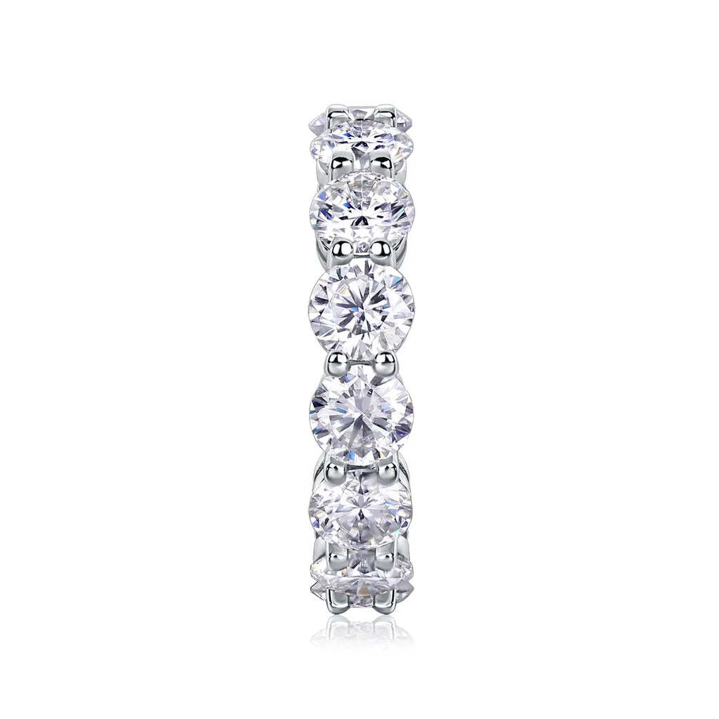 Star-studded moissanite wedding ring in S925 silver platinum-plated, gold colour, size 7, with diamond testability