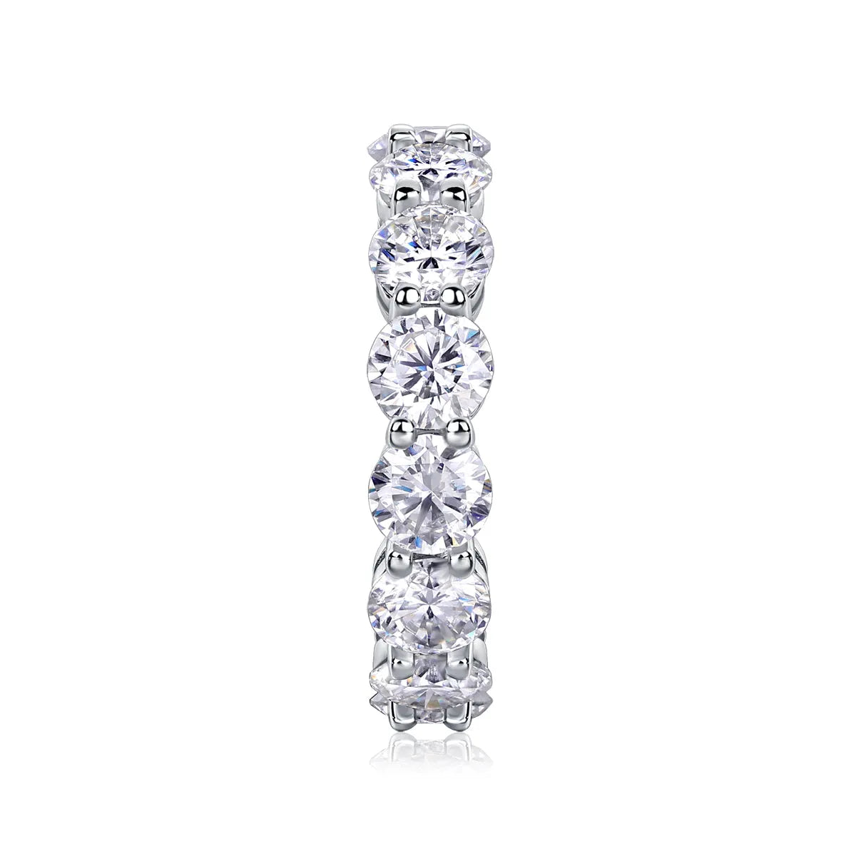 Star-studded moissanite wedding ring in S925 silver platinum-plated, gold colour, size 7, with diamond testability