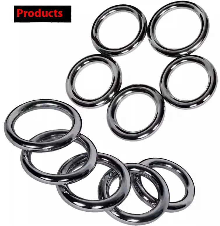 Set of three Wing Chun carbon steel training rings in small, medium, and large sizes with electroplated finish.