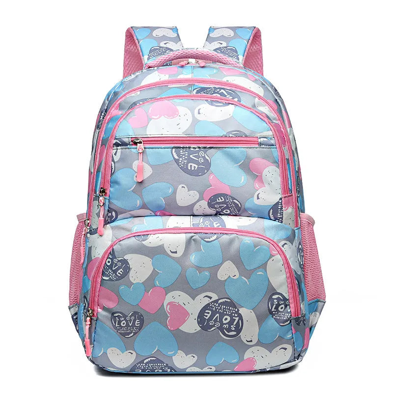 Children's blue school backpack with air cushion shoulder straps and Oxford cloth exterior