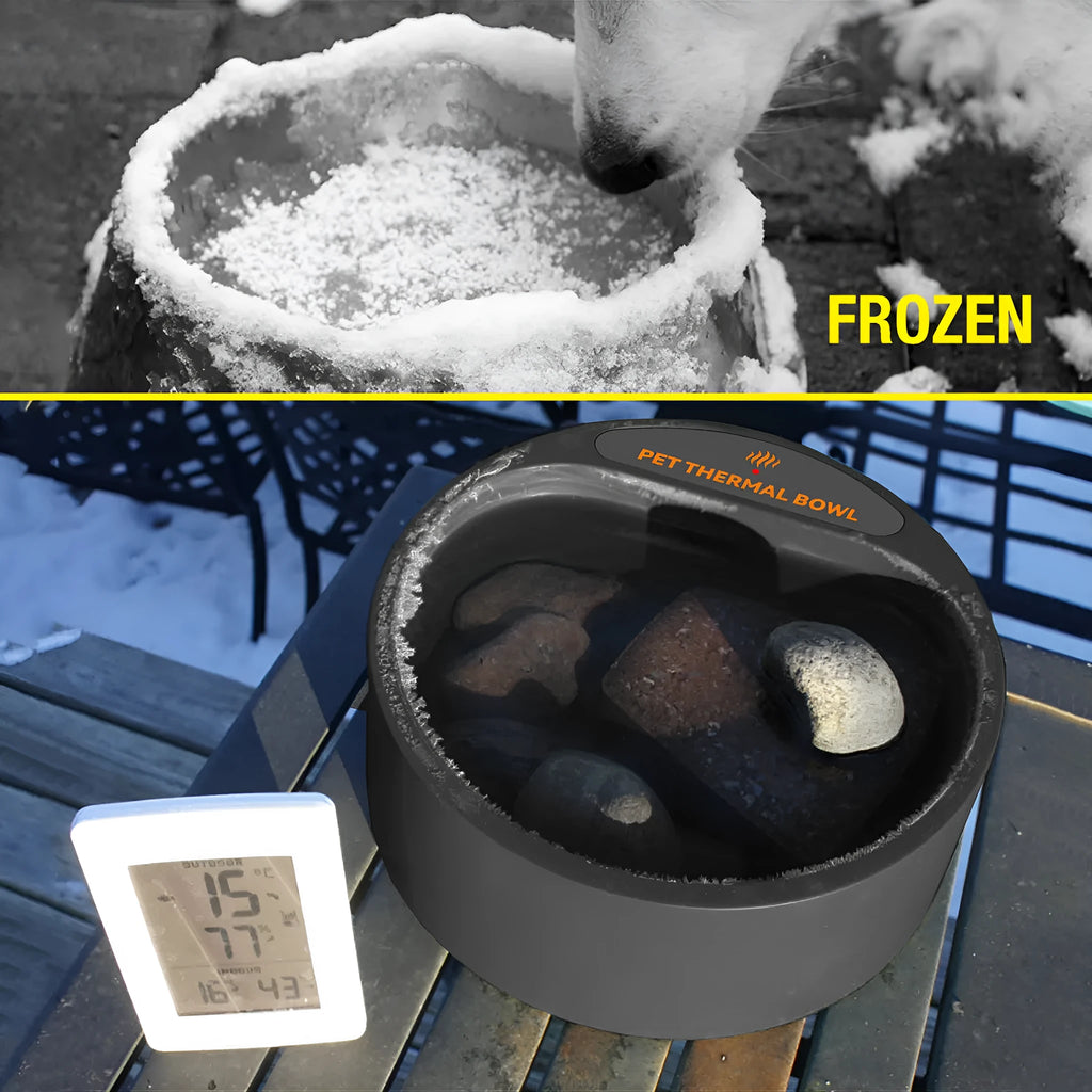 Black ABS plastic pet heating bowl with 2.2 litre capacity and temperature control