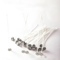 White cotton candle wicks for DIY making showing three length options: 2.6cm, 6cm, and 8cm
