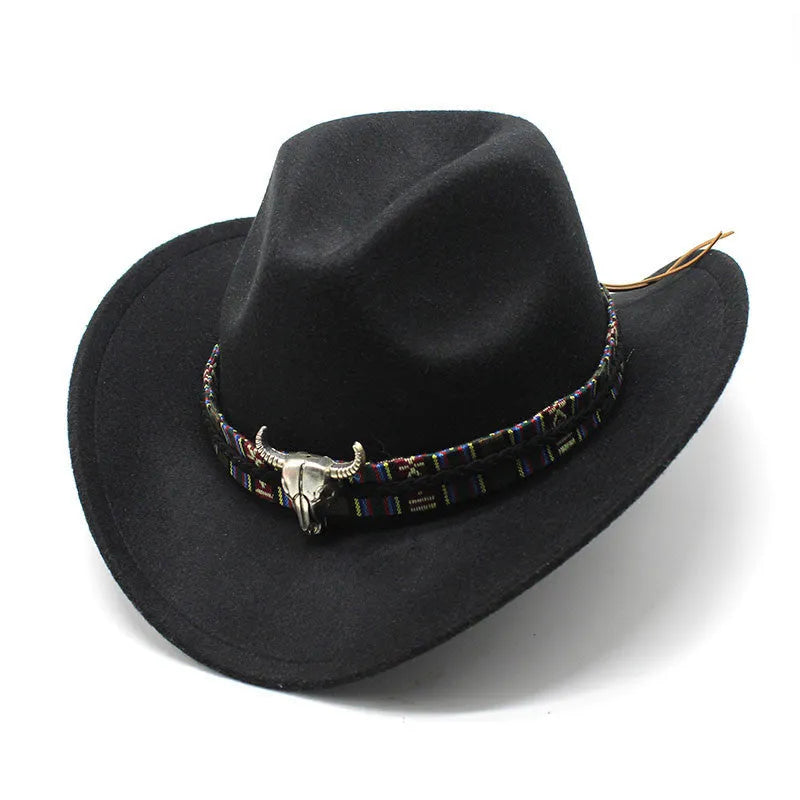 Western-style cowboy hat with a bell-shaped crown in a polyester wool fabric, shown in an army green colour.