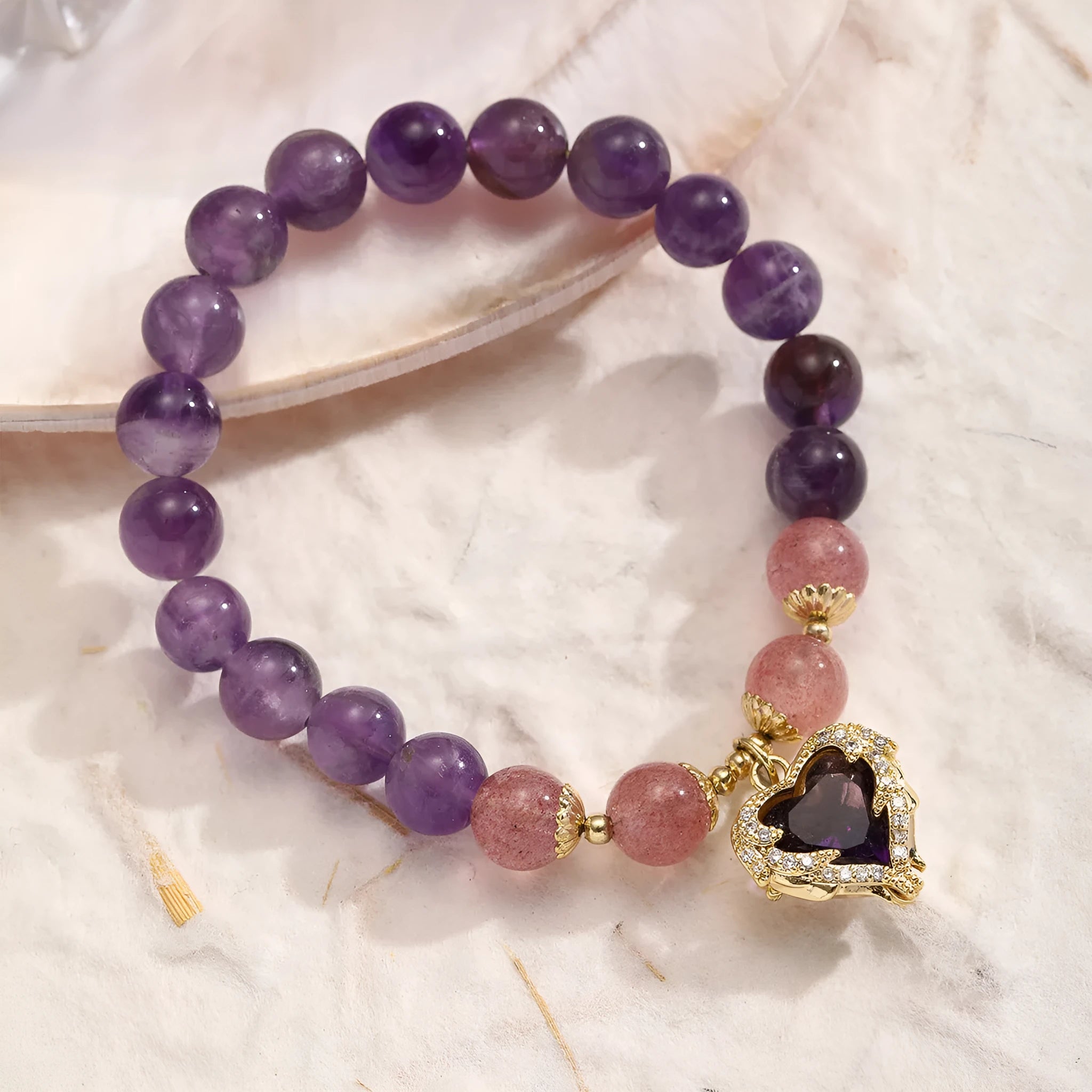 Crystal string beads bracelet retro stone with peace buckle in Asterism Juyun colour for women