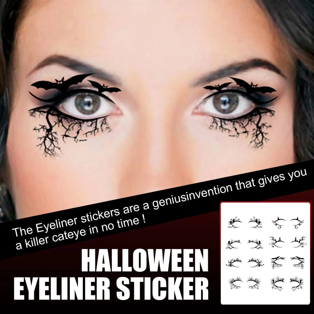 Bat spider decorative eyeliner stickers 8 pairs Halloween face makeup accessories