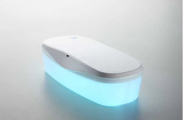 DORR UV disinfection box in white ABS plastic with dimensions 255x99x65mm showing USB port and lid