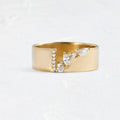 Gold-plated copper ring with shining zircon stones showing side and top views