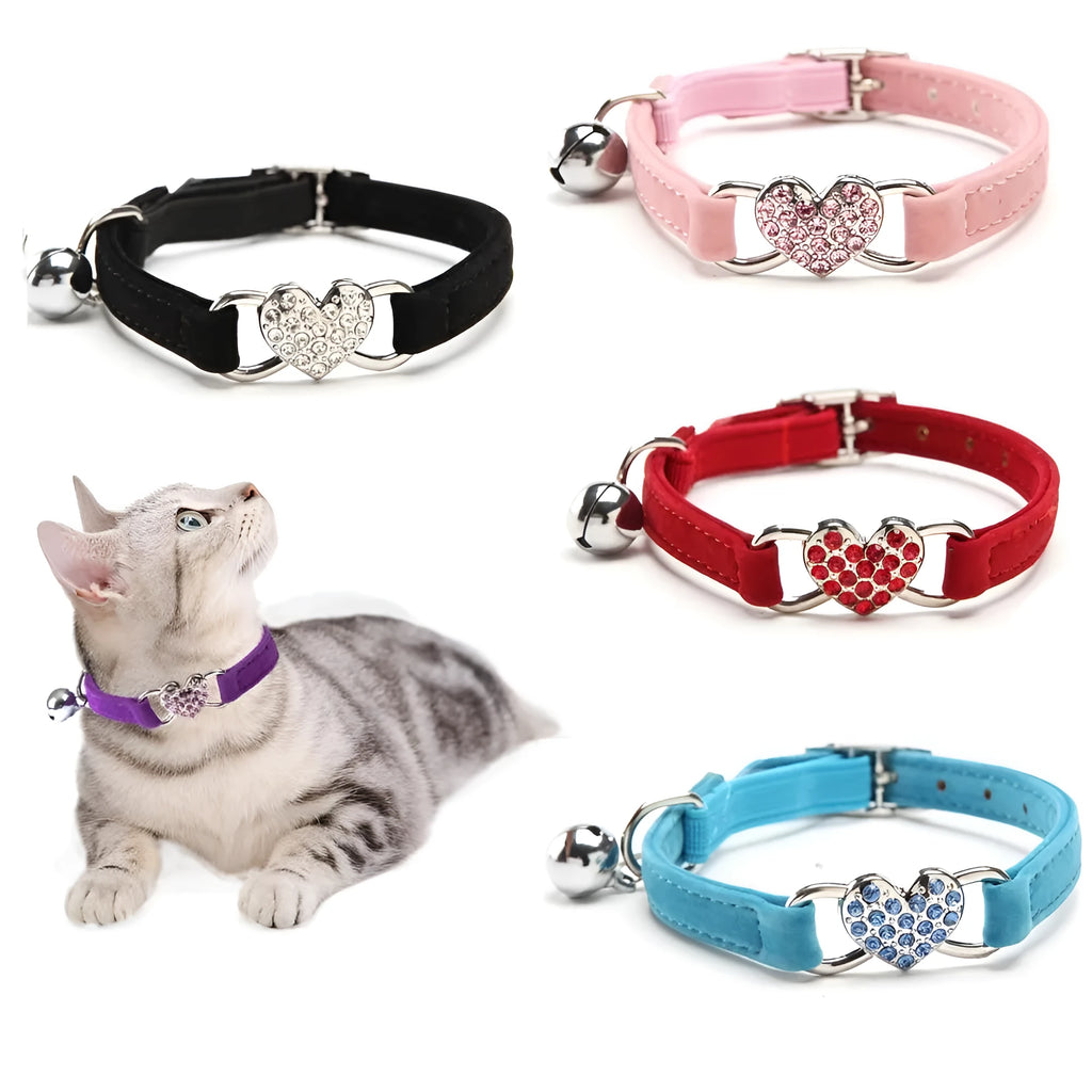 Cat collar with bell in sky blue, breakaway buckle, adjustable 21-26 cm