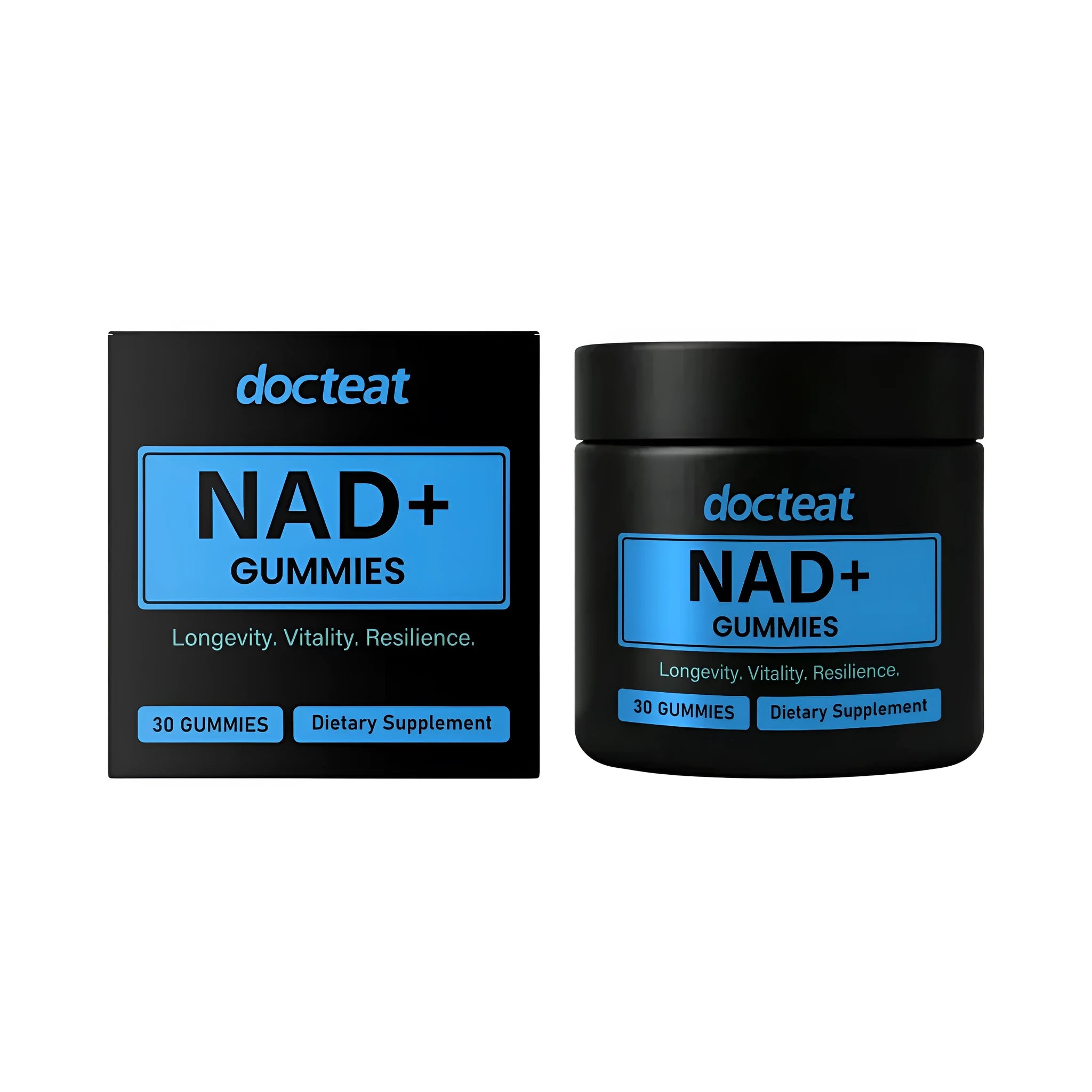 Green Super Food soft candy gummies dietary supplement jar containing 30 NAD nicotinamide nucleoside chewables
