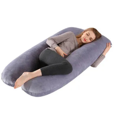 U-shape full body pillow 140x80cm with removable cotton cover for pregnancy back and belly support