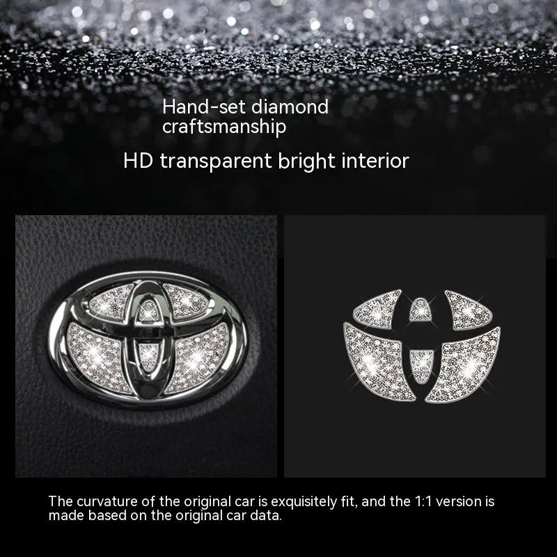 Zinc alloy diamond inlay steering wheel decorative sticker for Toyota car interior