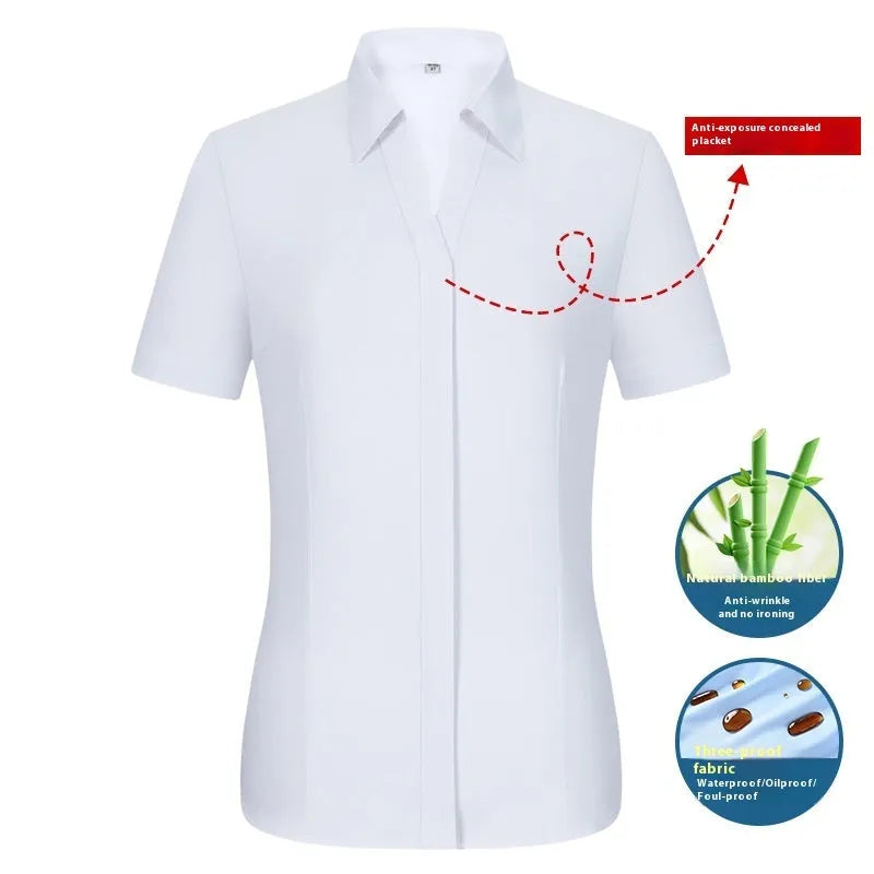 Men's slim fit waterproof bamboo business shirt with square collar in solid colour
