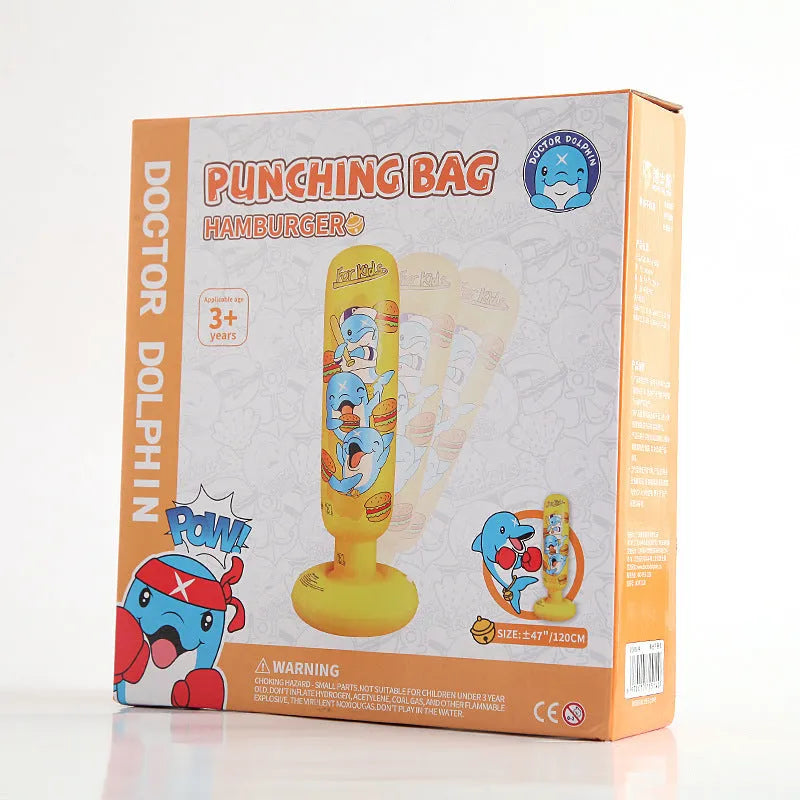 Inflatable boxing column vertical PVC tumbler for home fitness training yellow hamburger colour