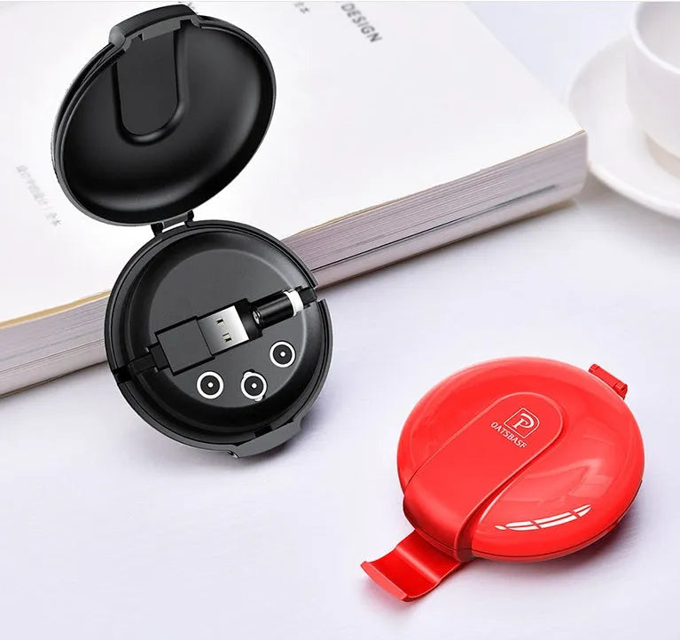 3-in-1 magnetic retractable style charger with three plugs and 1m cable for universal phone charging