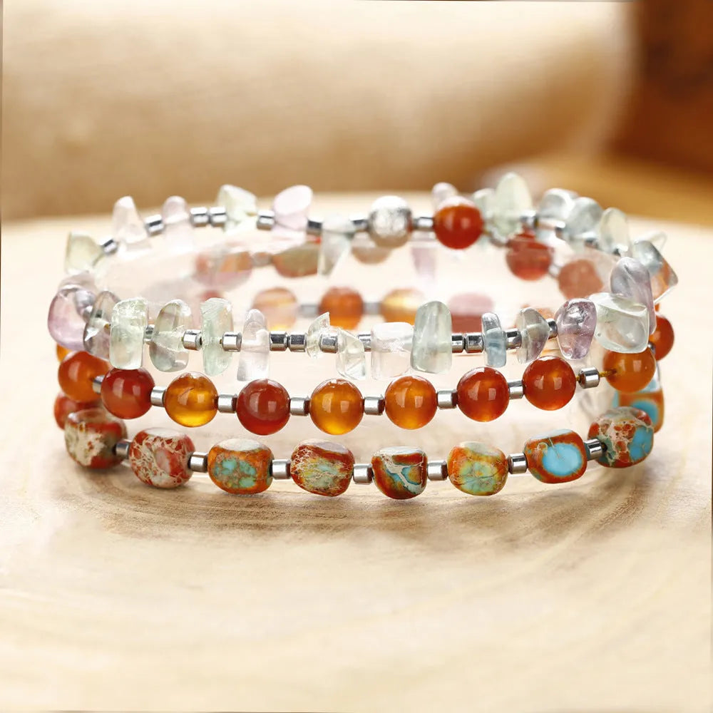Hand-woven red agate round beads bracelet for women unisex simple style
