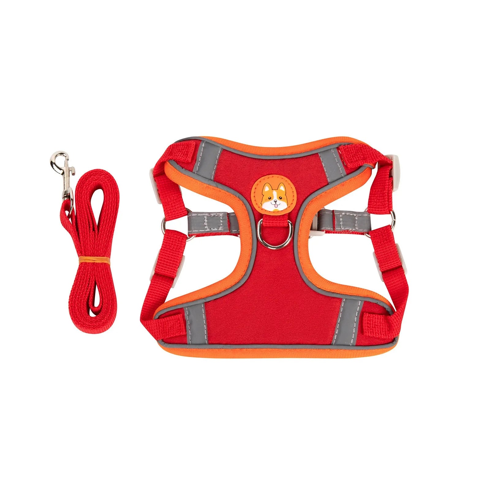 Adjustable anti-breaking loose vest dog harness with chest strap in multiple colours.