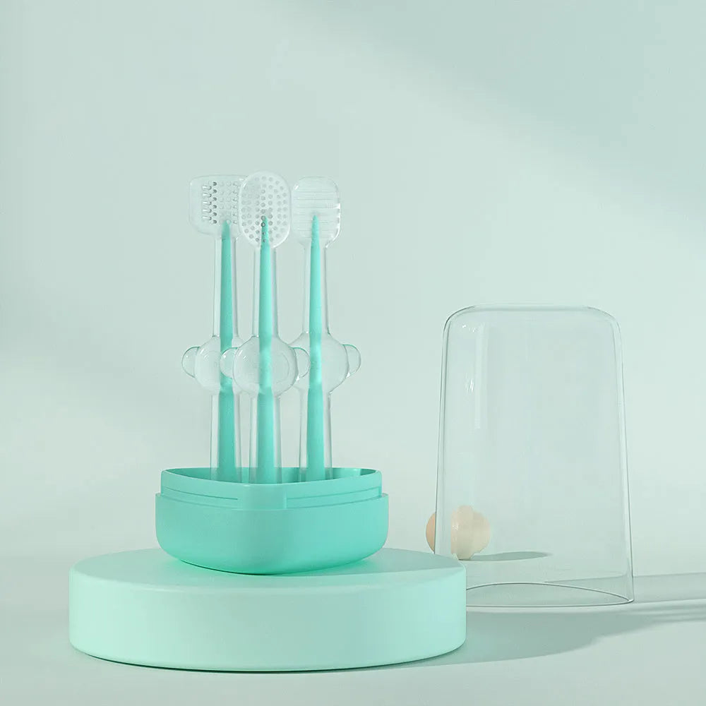 Purple silicone gel pet toothbrush for cleaning dog and cat teeth