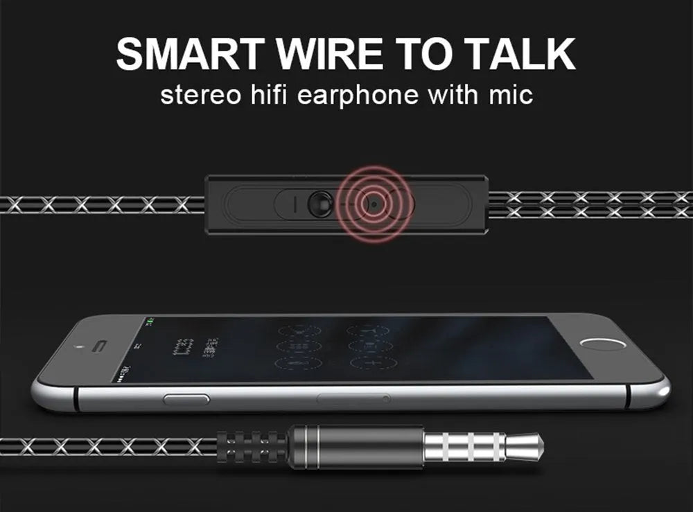 Fanbiya S1 metal wired in-ear earphones with microphone, black finish, ear hook design, 3.5mm plug