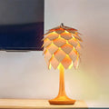 Nordic modern minimalist woodcraft pine cone table lamp 25 cm by 45 cm laser cut