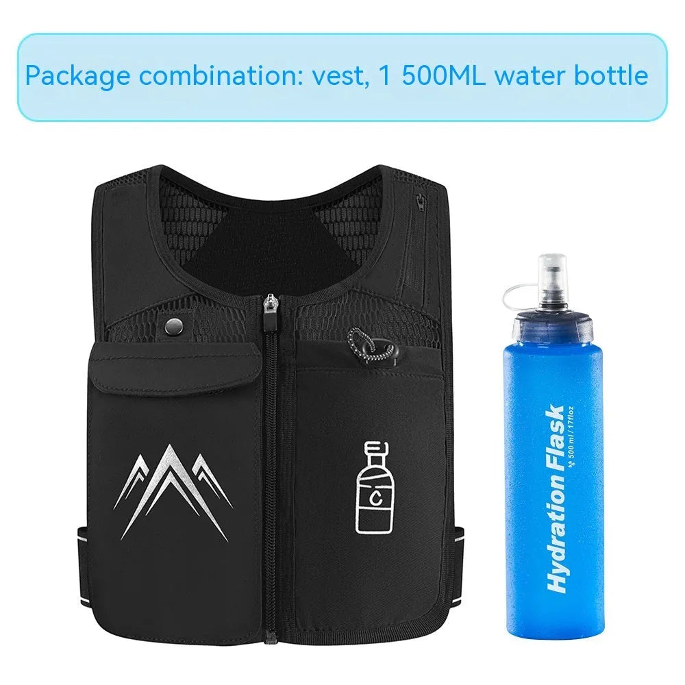 Sports running vest with integrated mobile phone pocket in breathable grey mesh fabric