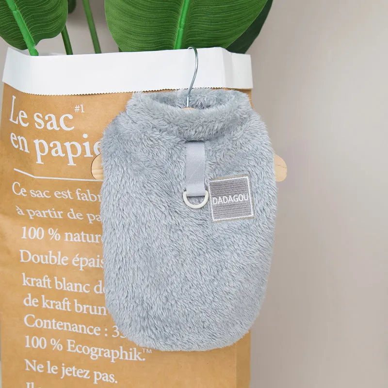 Coral fleece pet legs fluffy jacket with five-colour pull rings, available in multiple sizes and colours