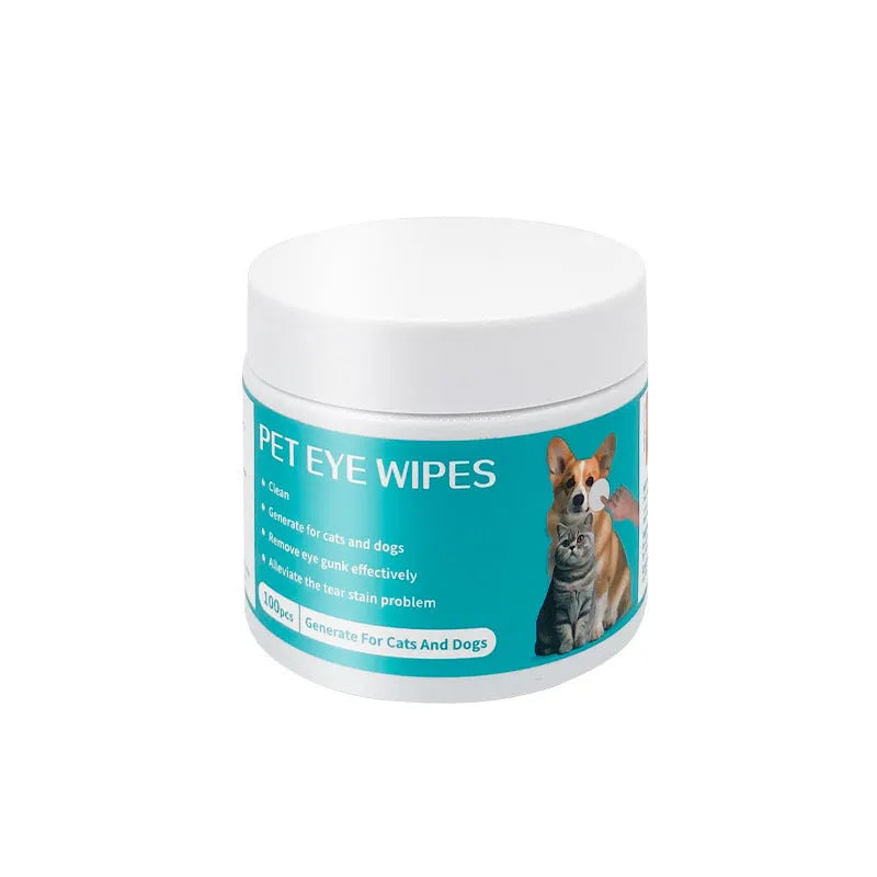 Pet disposable cotton cloth eye cleaning wipes in a can, 100 pieces, with aloe vera and chamomile