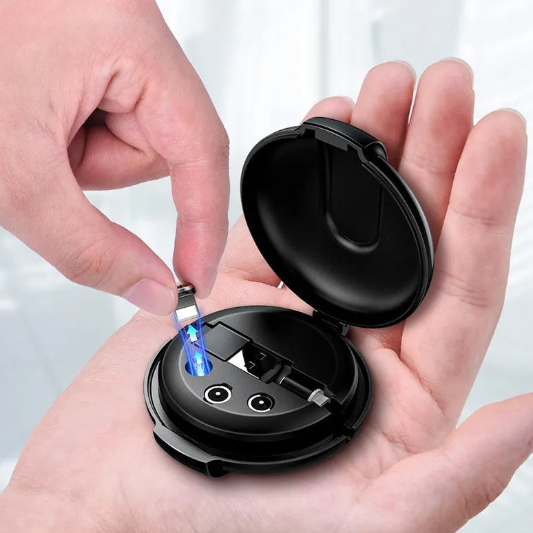 3-in-1 magnetic retractable style charger with three plugs and 1m cable for universal phone charging