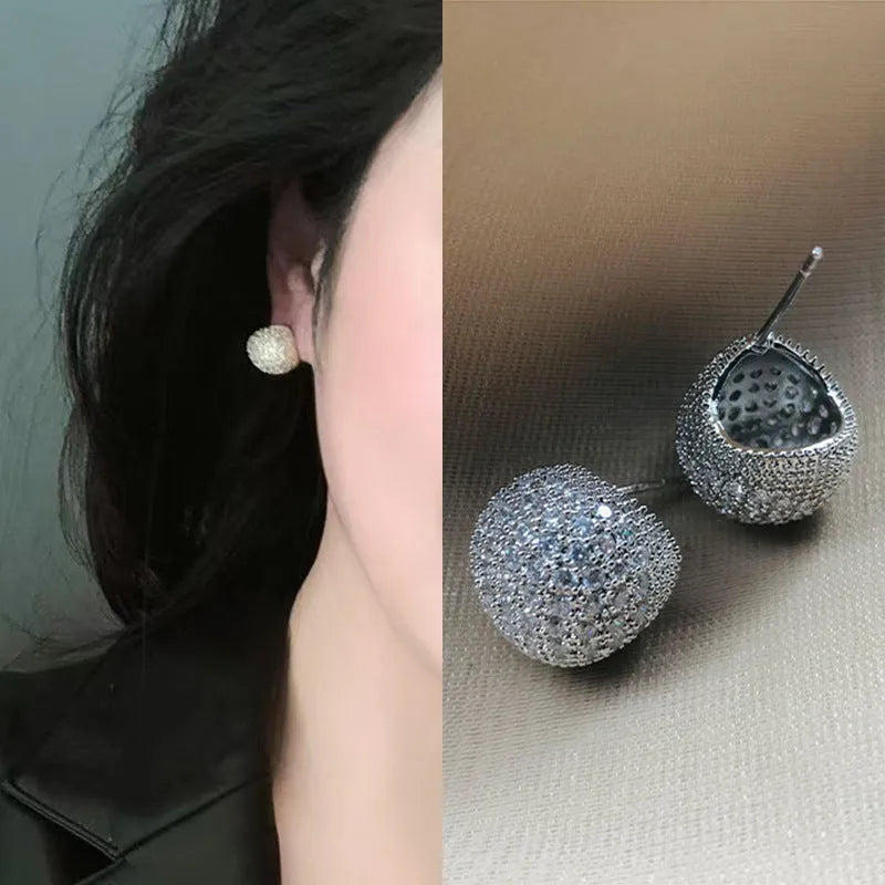 Geometric drop-shaped earrings with full diamond sparkle in gold or white colour for women
