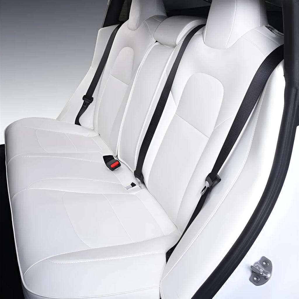 Tesla Model Y car seat cover interior package in black PVC chloroprene binding style for front seat protection