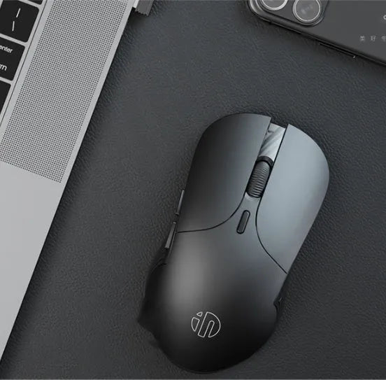 Wireless voice mouse in black with six buttons and compact 123mm body