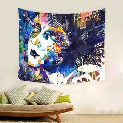Machine-woven plush polyester tapestry tarpaulin with European classical geometric abstract pattern, available in 150x100cm size