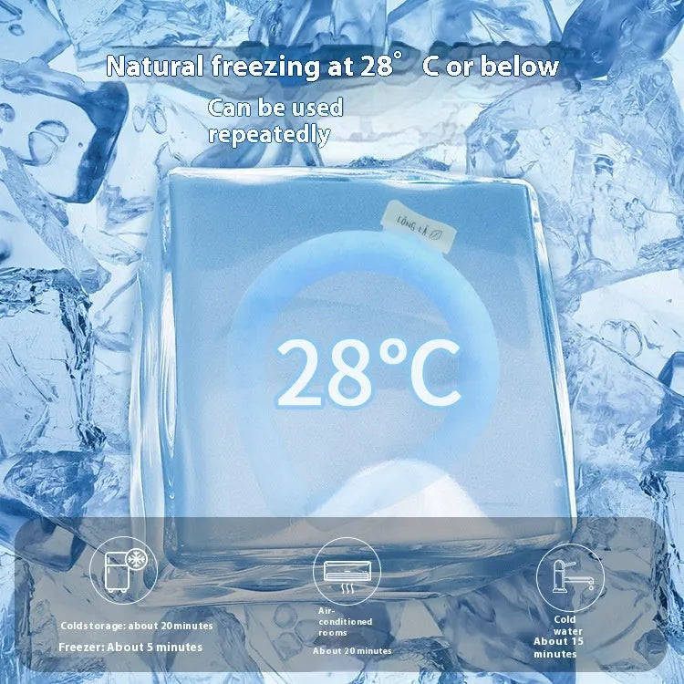 Cooling neck hanging ice ring in blue, white, pink, and yellow colours for outdoor sports heatstroke prevention