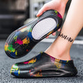 Men's black waterproof platform pump chef shoes with a protective toe cap on a textured EVA sole.