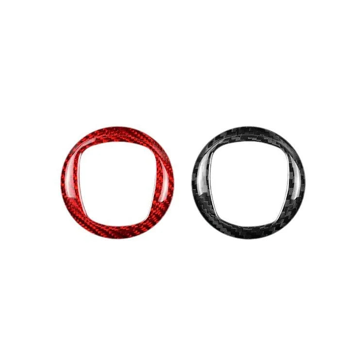Real dry carbon fibre car steering wheel decorative frame sticker in black and red colour options