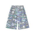 Denim camouflage cropped trousers with front pocket and straight-leg design for summer workwear
