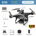 Black brushless motor drone with four obstacle avoidance sensors and dual HD cameras for aerial photography