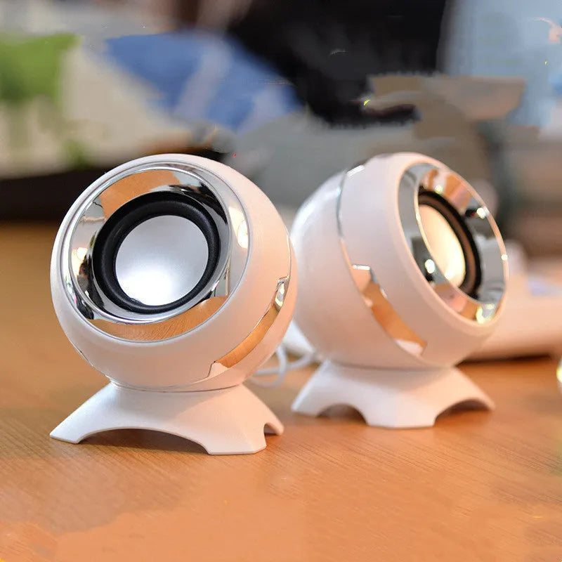 Mini desktop computer speaker set 3W USB powered 10cm by 9cm black and gold colour