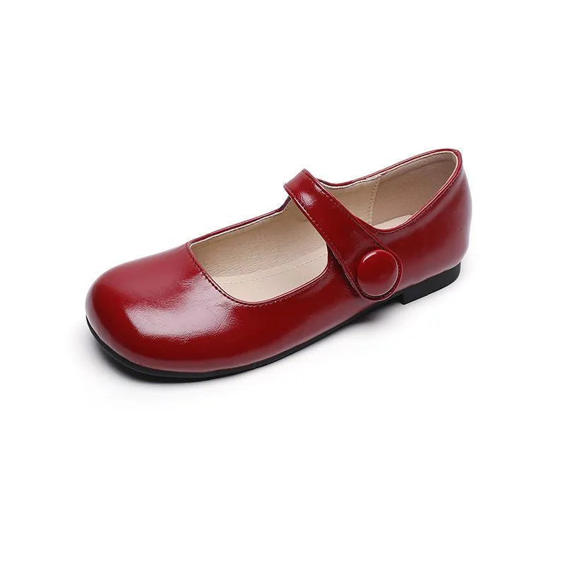 Women's flat shoes in solid colour with microfiber upper, red and apricot options