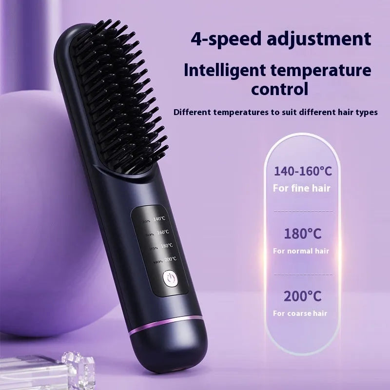 Portable charging negative ion straight hair comb in white, blue, or grey.