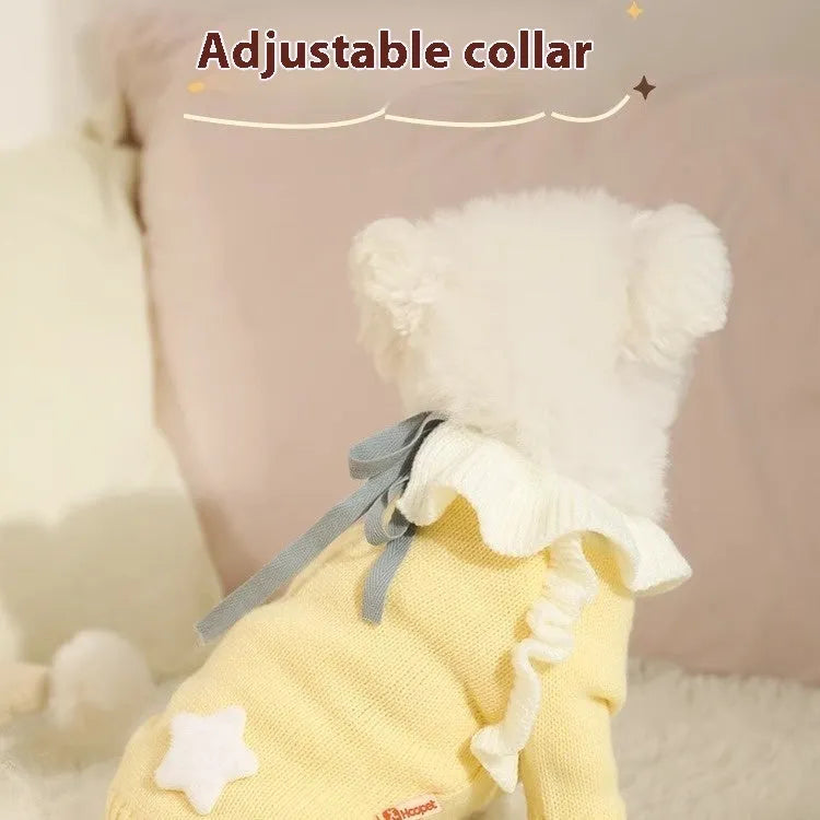 Autumn pet puppy acrylic sweater, size XS-XL, for small dogs 1.00-8.00 kg, yellow XINGX or fairy dress design