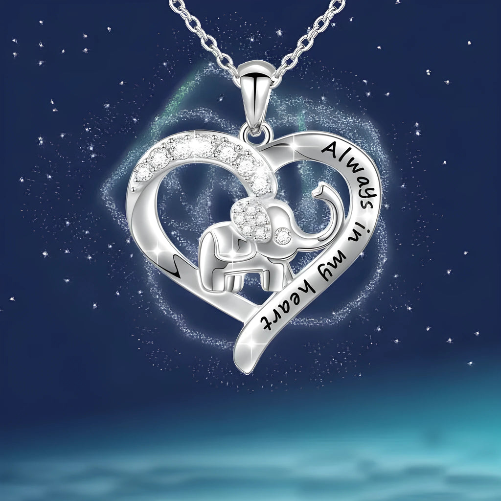 Silver alloy elephant necklace with personalised letter pendant for women