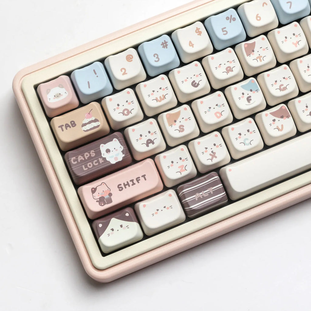 High sea salt cat design PBT keycap set with 7u spacebar supplement for March past mechanical keyboard layouts