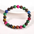 Natural colourful Tigereye round bead bracelet on lace cord, size 10mm beads, unisex style