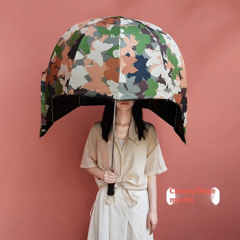 Helmet umbrella 76cm sun protection and rain umbrella in hands-free hat style